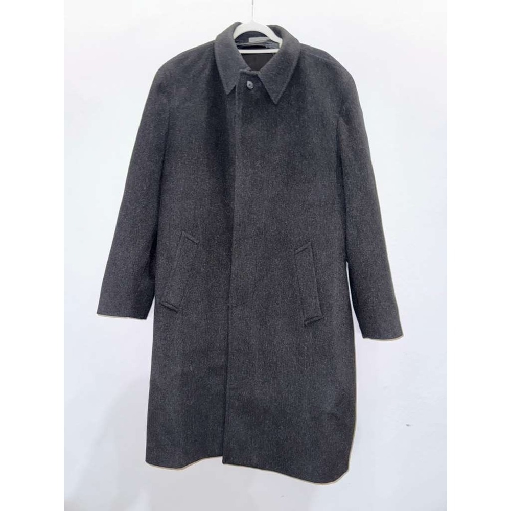 Talbots Men's Size L Long Wool Coat Winter Jacket Dark Gray Old Money Italy Made